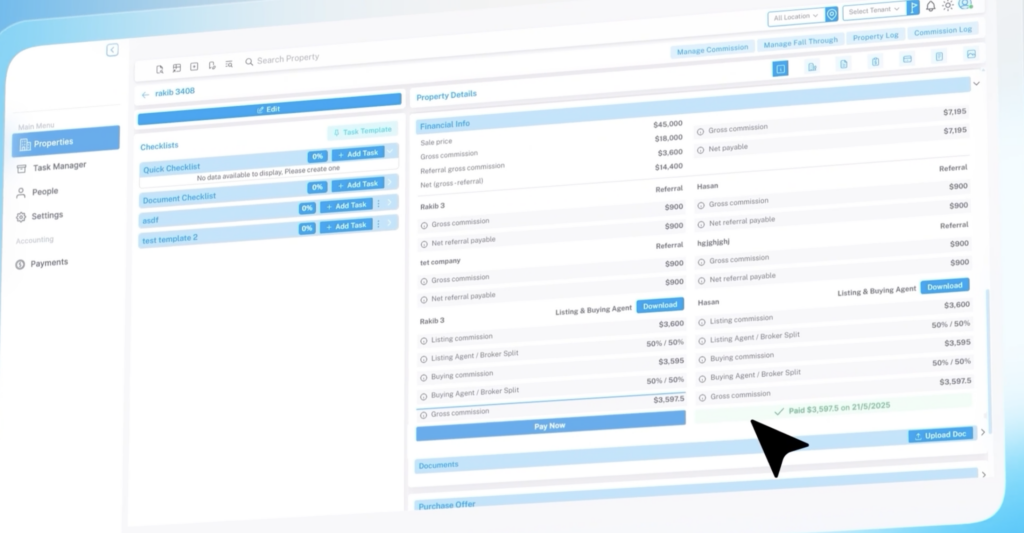Organized real estate transaction overview